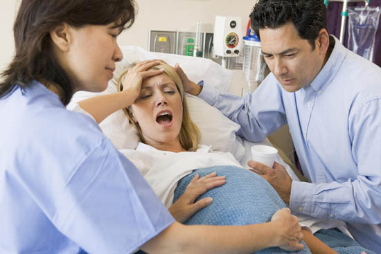 woman in pain during labour